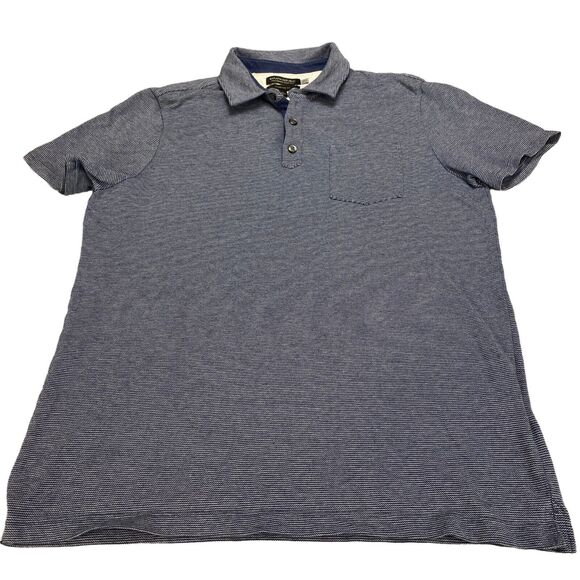 Banana Republic Polo Shirt Mens Large Blue Striped Standard Fit Golf Performance - Picture 1 of 11